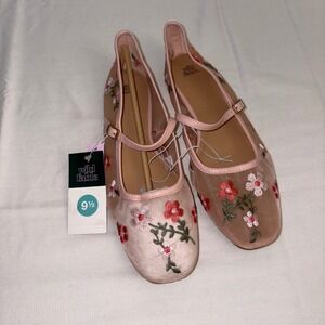 Wild Fable Women's Mesh Ballet Flats with Floral Embroidery Mary Jane  Size 9.5